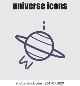Ilustração do ícone do planeta Saturno, perfeita para adicionar um toque cósmico a projetos relacionados a projetos espaciais, científicos ou tecnológicos.	
