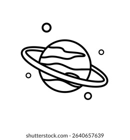 Saturn planet icon Isolated flat vector in outline