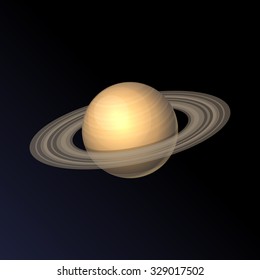 Saturn Planet Icon Isolated on Dark Background. Vector