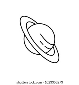 Saturn planet icon in line style. Space illustration with Saturn planet in white background. Element for space design. Science space object.