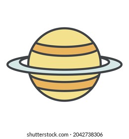 Saturn planet icon. Outline saturn planet vector icon color flat isolated on white