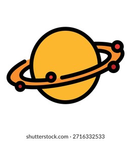 Ícone do planeta Saturno. Contorno saturno planeta vetor ícone cor plano isolado
