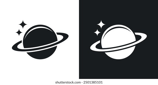 Saturn planet icon in solid style