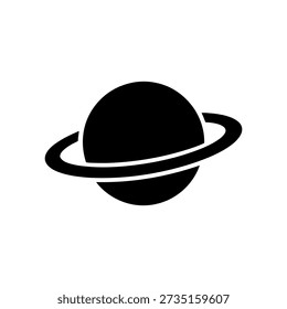 Saturn planet icon vector illustration, minimalist space symbol on white back