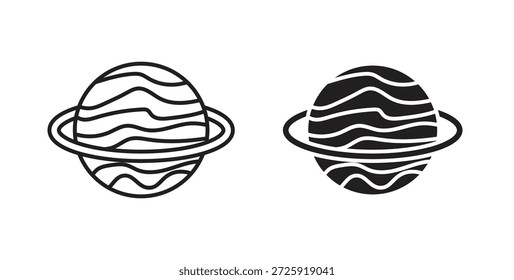 Ícones do planeta Saturno. Ícone linear de vetor isolado no plano de fundo branco.