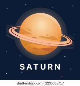 Saturn planet illustration. Astronomy planet vector. Solar system planet.