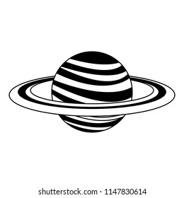 Saturn planet isolated in black and white