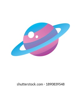 Saturn planet isolated vector icon beautiful modern flat design