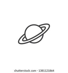 Saturn planet line icon. linear style sign for mobile concept and web design. Space planet outline vector icon. Symbol, logo illustration. Pixel perfect vector graphics