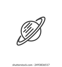 Saturn planet line icon. linear style sign for mobile concept and web design. Saturn with rings outline vector icon. Astronomy symbol, logo illustration. Vector graphics