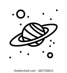 saturn planet line icon vector. saturn planet sign. isolated contour symbol black illustration