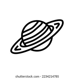 saturn planet line icon vector. saturn planet sign. isolated contour symbol black illustration