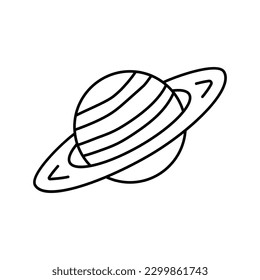 saturn planet line icon vector. saturn planet sign. isolated contour symbol black illustration