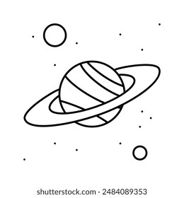 saturn planet line icon vector. saturn planet sign. isolated contour symbol black illustration