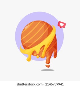 Saturn planet melting icon illustration