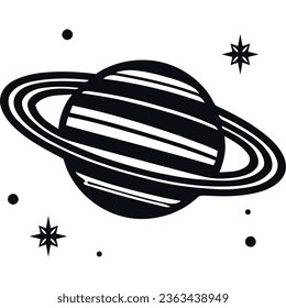 saturn planet monochrome style isolated