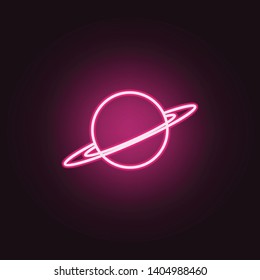 Saturn planet neon icon. Elements of Space set. Simple icon for websites, web design, mobile app, info graphics