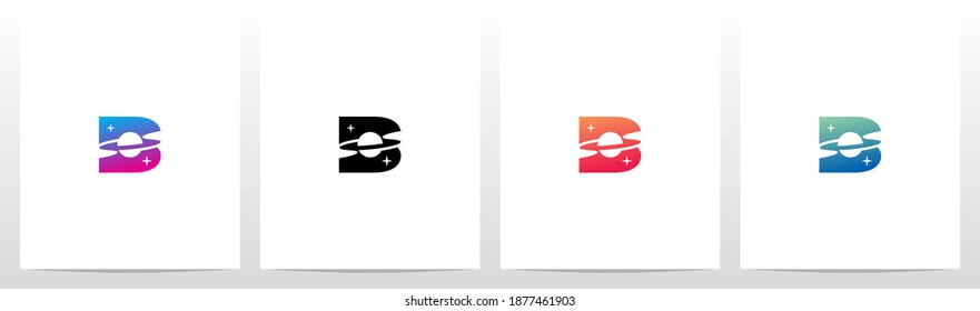 Saturn Planet On Letter Logo Design B 