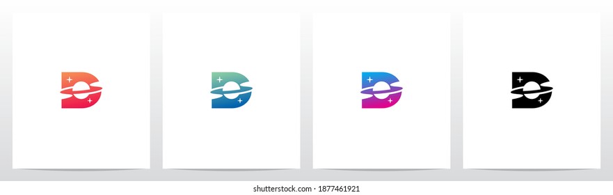 Saturn Planet On Letter Logo Design D 