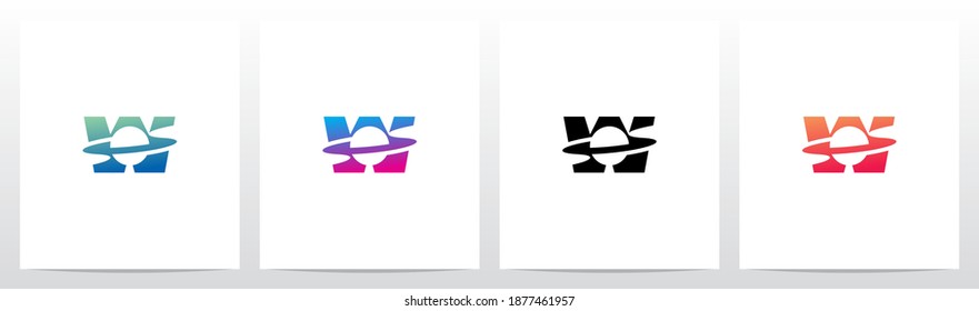 Saturn Planet On Letter Logo Design W 