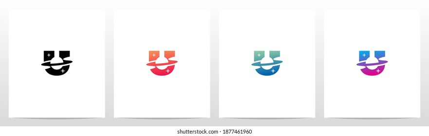 Saturn Planet On Letter Logo Design U 