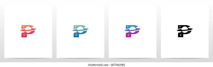 Saturn Planet On Letter Logo Design P 