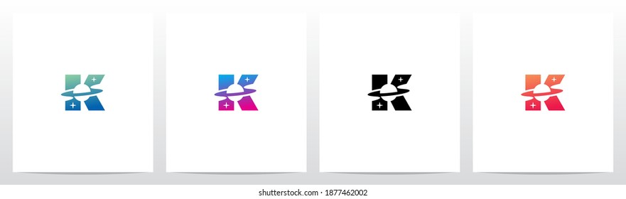 Saturn Planet On Letter Logo Design K 