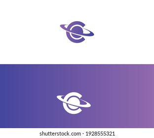 Saturn Planet On Letter Logo Design C