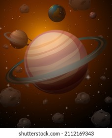 Saturn planet on space background illustration