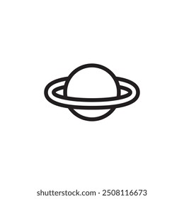 Saturn planet in outline style flat icon vector design illustration isolated on white background. 