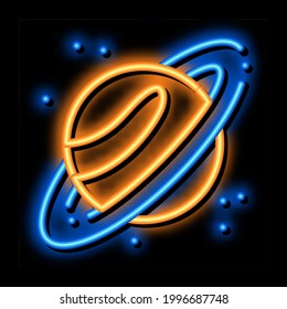 Saturn Planet Ring neon light sign vector. Glowing bright icon Saturn Planet Ring sign. transparent symbol illustration