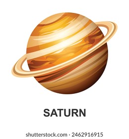 Saturn planet with ring. Vector illustration isolated on white background