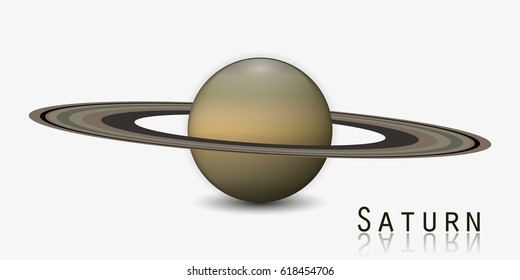 Saturn planet with rings 3d vector illustration isolated on white background.