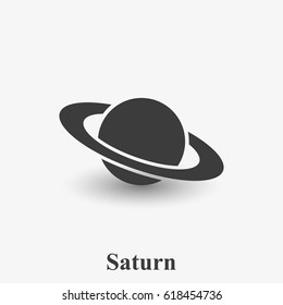 Saturn planet with rings flat vector illustration isolated on white background.