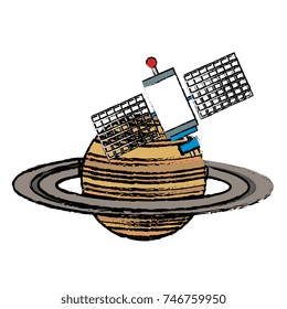saturn planet with satellite