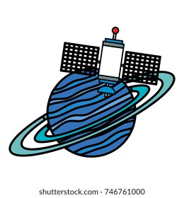 saturn planet with satellite