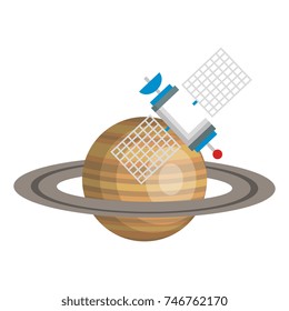 saturn planet with satellite