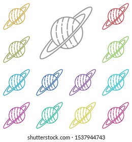 Saturn, planet, space multi color icon. Simple thin line, outline vector of space icons for ui and ux, website or mobile application