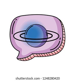 saturn planet with speech bubble pop art style