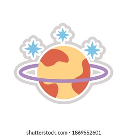 saturn planet sticker flat style icon vector illustration design