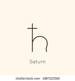 Saturn Planet Symbol Icon in Minimal Liner Trendy Style. Vector Astrological Sign for Logo, Tattoo, Calendar , Horoscope.