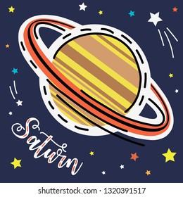 Saturn planet. Vector collection of solar system planets.  