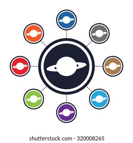 Saturn planet vector icon for web and mobile