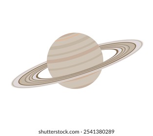 Saturno planeta Ilustración vectorial. Planeta Saturno en estilo de color de dibujos animados. Objeto espacial del sistema solar aislado en el fondo blanco.  Dibujo detallado para carteles, decoración, impresión