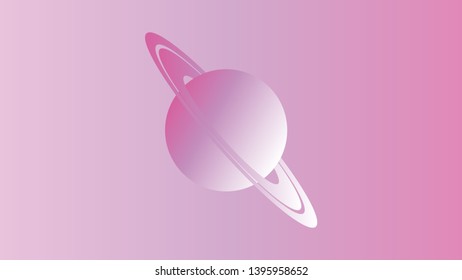   Saturn planet vector illustration o the pink sky background