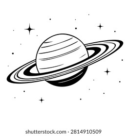 Saturn Planet Vector Illustration, Ringed Planet Space Icon, Solar System Astronomy Symbol