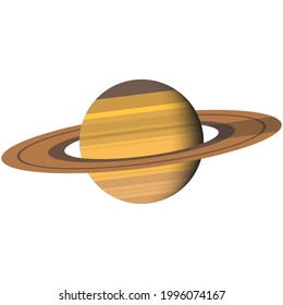 Saturn planet vector, space body with rings isolated icon