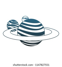 Saturn and planets around blue lines