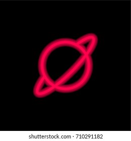Saturn red glowing neon ui ux icon. Glowing sign logo vector