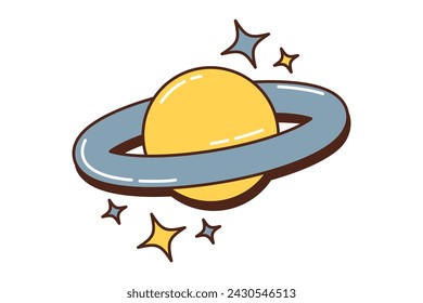 Saturn Retro Flat Sticker Design
